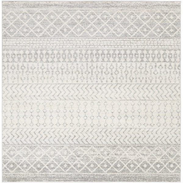 AllModern Kenmore Geometric Area Rug in Light Gray/Gray/White & Reviews